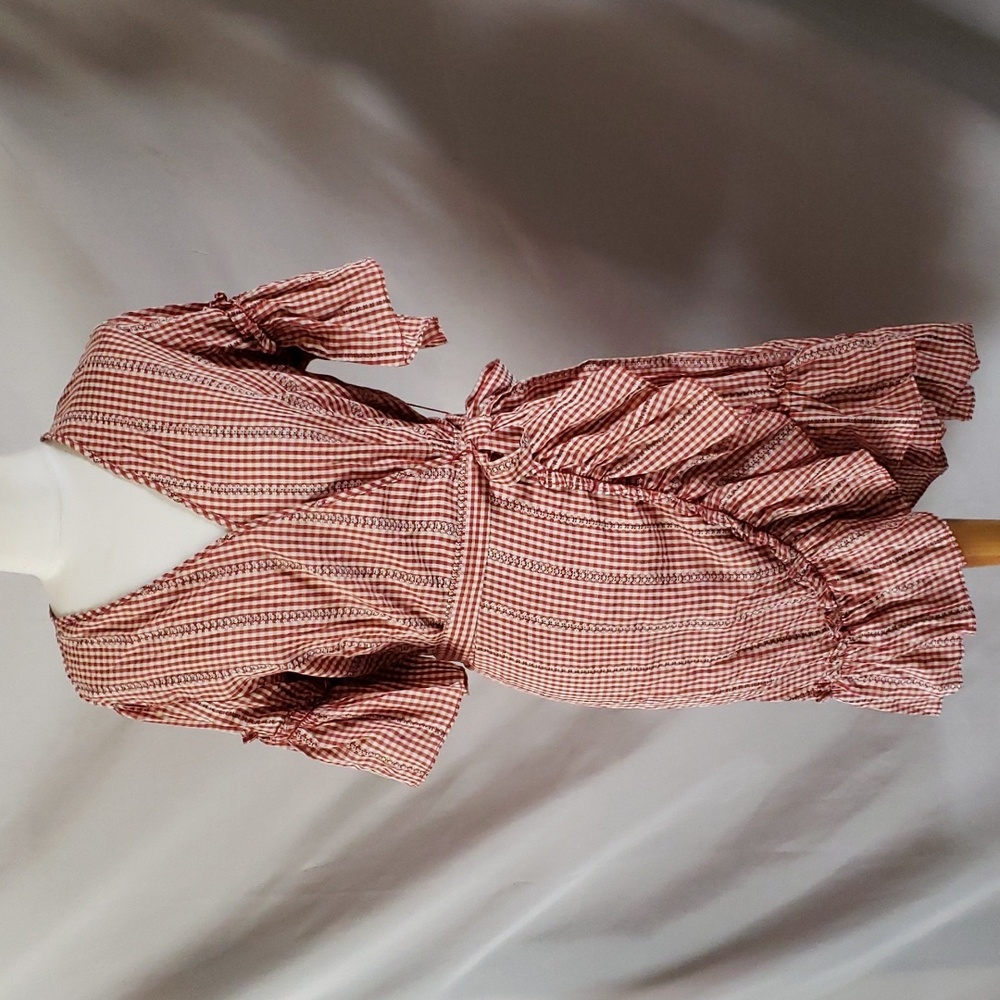 NEW Max Studio Short Sleeve Gingham Ruffle Wrap Dress
